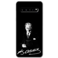 Potkal Hediye Fabrikası Samsung Galaxy S10 Plus Kılıf HD Desen Baskılı Arka Kapak - Atatürk İmza