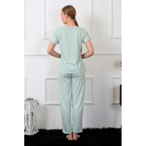 Kadın Kısa Kol Pijama Takım Su Yeşili