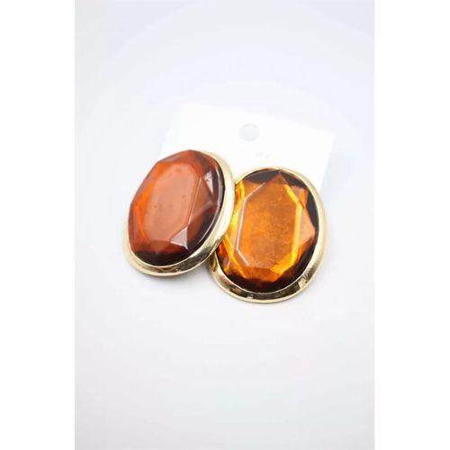 Taşlı Küpe - Kahverengi