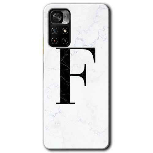 Poco M4 Pro 5G Kılıf HD Desen Baskılı Arka Kapak - Beyaz Mermer Desenli F Harfi