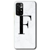 Poco M4 Pro 5G Kılıf HD Desen Baskılı Arka Kapak - Beyaz Mermer Desenli F Harfi