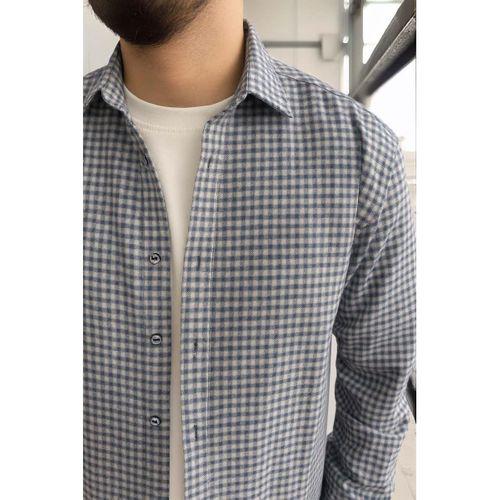 Jonas Ekose Küçük Kareli Relaxed Fit %100 Pamuklu Flanel Kumaş Erkek Gömlek - Taş