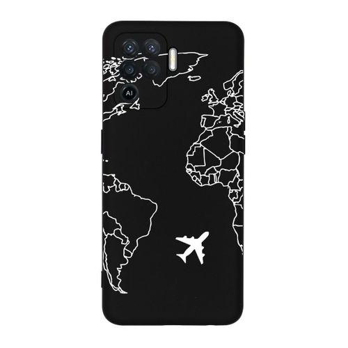 Oppo Reno 5 Lite World Map Lines Desenli Premium Silikonlu Telefon Kılıfı