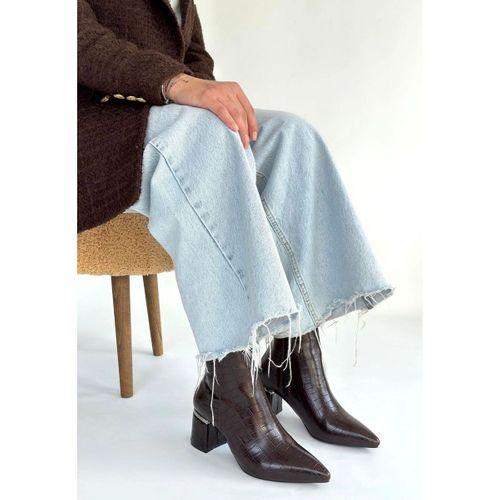 Meça Kahverengi Cilt Topuklu Bot