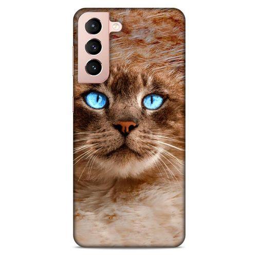 Lopard Samsung Galaxy S21 Uyumlu Kılıf Kediler (41) Tank Kılıf Haşin Mavi Göz