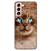 Lopard Samsung Galaxy S21 Uyumlu Kılıf Kediler (41) Tank Kılıf Haşin Mavi Göz