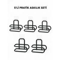 Siyah Metal Wc Kağıtlık Yapışkanlı Tuvalet Kağıdı Rulo Tutucu 5 Adet Avantajlı Set