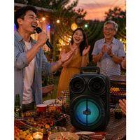 Rgb Işıklı Bluetooth Karaoke Hoparlör Mikrofonlu Usb Tf Kart Destekli Taşınabilir Speaker