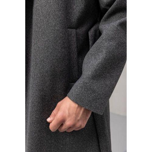 Carlo Oversize Kaşe Kumaş Fileto Cepli Kışlık Erkek Kaban - Füme