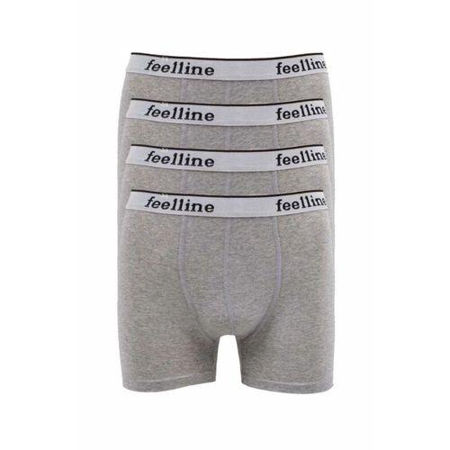 4 adet Feelline Gri Pamuklu Doğal Likralı Erkek Boxer