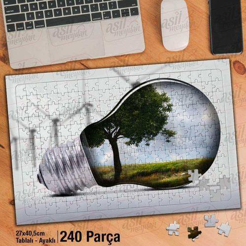 Asil Hobi Çevre Dostu - Enerji - Ampul Yapboz-ayak Destekli Çerçeveli 240 Parça Puzzle