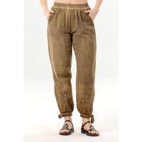 Beli Lastikli İnka Bilekten Bağlamalı Otantik Nakışlı Kadın Poplin Pantolon Toprak Tprk