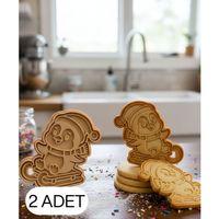 2Li Kar Kızağında Penguen Noel Şekillendirici Kalıp Kurabiye Hamur Kesici Seti