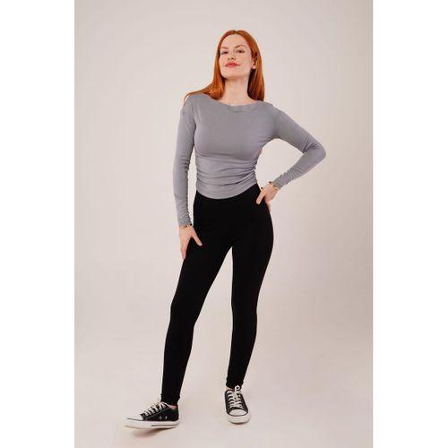 Yaka Detay Uzun Kollu Basic Gri Bluz