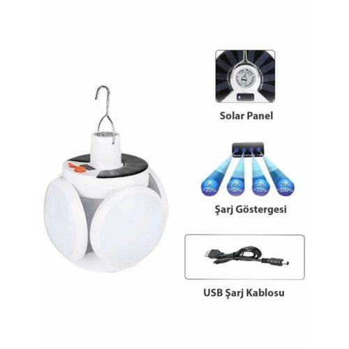 P-038 Solar Güneş Enerji Ve Usb Sarjli 5 Kanatlı