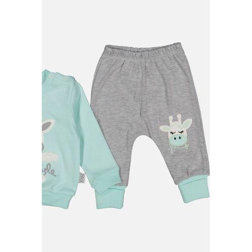 Zürafa Nakışlı % 100 Pamuk Kız Bebek Takımı