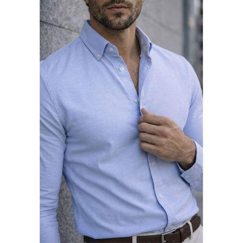 Likralı Regular Fit Nefes Alabilir Klasik Erkek Oxford Gömlek - Açık Mavi