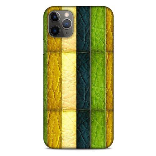 Apple Iphone 11 Pro Max Kılıf Patchwork (37) Silicone Cover Sarı Lacivert