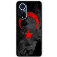 Huawei Nova 9 Kılıf HD Desen Baskılı Arka Kapak+Temperli Cam - Black Ayyıldız