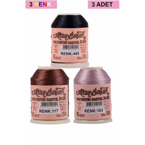 3 Adet Altınbaşak Oya ve Dantel İpi 20 gr - Royaleks - No: 117 - 103 - 485