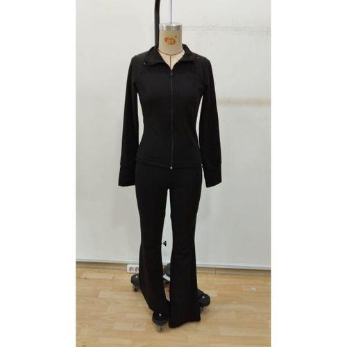 Kadın Uzun Kollu önden Fermuarlı Kısa Dalgıç Bluz Ve Pantolon Ikili Takım