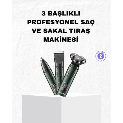 Şarjlı Ve Kablosuz 3 Başlıklı Profesyonel Bakım Seti – Saç, Sakal, Burun Ve Kulak Düzeltici