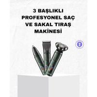 Şarjlı Ve Kablosuz 3 Başlıklı Profesyonel Bakım Seti – Saç, Sakal, Burun Ve Kulak Düzeltici