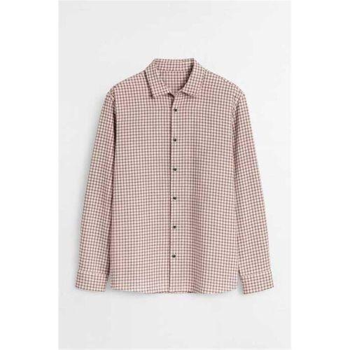 Jonas Ekose Küçük Kareli Relaxed Fit %100 Pamuklu Flanel Kumaş Erkek Gömlek - Bej