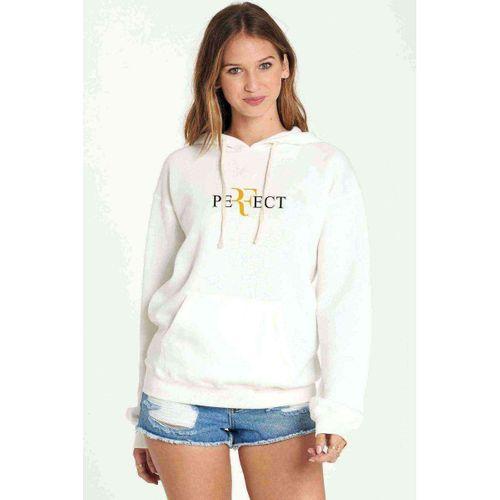 Roger Federer Perfect Baskılı Beyaz Kadın Kapşonlu Sweatshirt