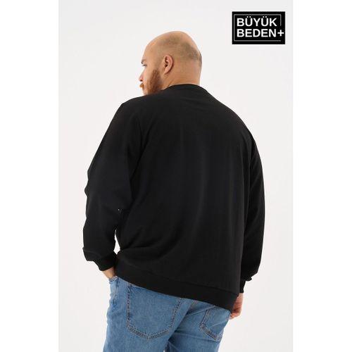 Erkek Büyük Beden Bisiklet Yaka ince Sweatshirt SPR24BSW56