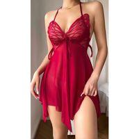 Bordo Butterfly Lace Kelebek İşlemeli Tül Fantezi Gecelik