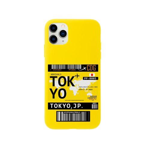 iPhone 11 Pro Max Tokyo Bilet Tasarımlı Sarı Telefon Kılıfı