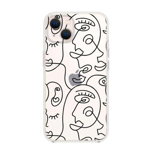 iPhone 14 Uyumlu Face Ary Desenli Şeffaf Silikonlu Telefon Kılıfı