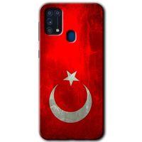 MRCİLETİSİM Samsung Galaxy M31 Kılıf Baskılı Kapak - Albayrak + 5D Tam Kaplayan Cam
