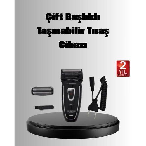 Şarjlı Kablosuz Tıraş Makinesi Çift Başlık Kuru Tıraş Ergonomik Taşınabilir