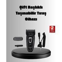 Şarjlı Kablosuz Tıraş Makinesi Çift Başlık Kuru Tıraş Ergonomik Taşınabilir