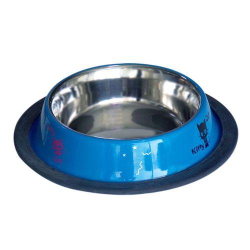 Tommy Kedi Desenli Çelik Mama Kabı Mavi 8 Oz