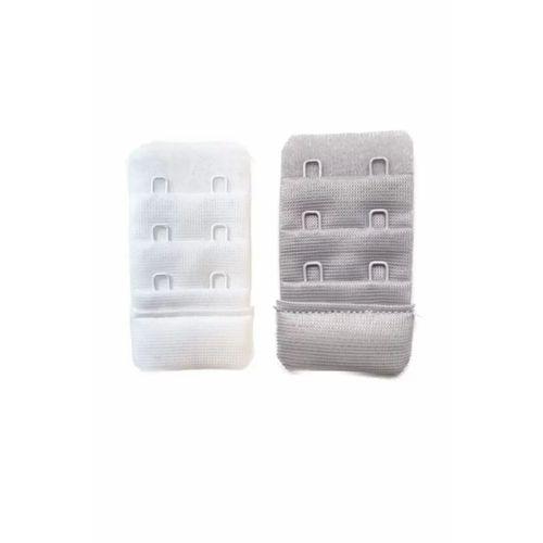 2 Adet Agraf Sütyen Uzatma Kopçası 3 Sıra / 2 Kanca Beyaz Gri