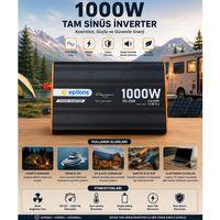 1000w Tam Sinüs İnverter 12v Ac Çevirici | Sessiz Fanlı, Usb Çıkışlı, Araç Karavan Tekne Solar Uyumlu Güç İnverteri