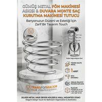 Gümüş Metal Fön Makinesi Askısı Duvara Monte Saç Kurutma Makinesi Tutucu 719681