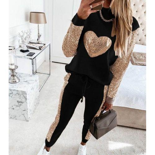 Kadın Uzun Kollu Yarım Balıkçı Yaka Pul Payet Detay Iki Iplik Ikili Takım