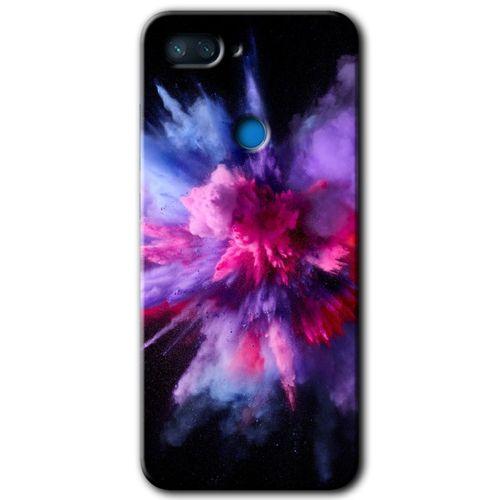 Xiaomi Mi 8 Lite HD Baskılı Kılıf + 9D Tam Ekran Koruyucu - Color Splash Purple