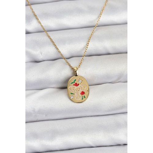 316L Çelik Zincir Gold Renk Fil Figürlü Kadın Kolye