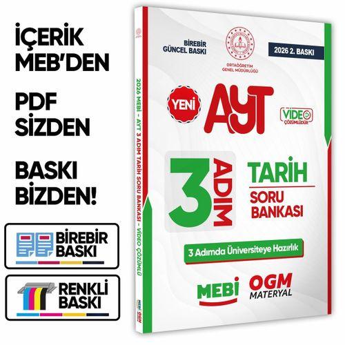 2026 AYT MEBİ-OGM 3 ADIM Tarih Soru Bankası RENKLİ A4 Boyut Video Çözümlü BASKI ÜCRETİ