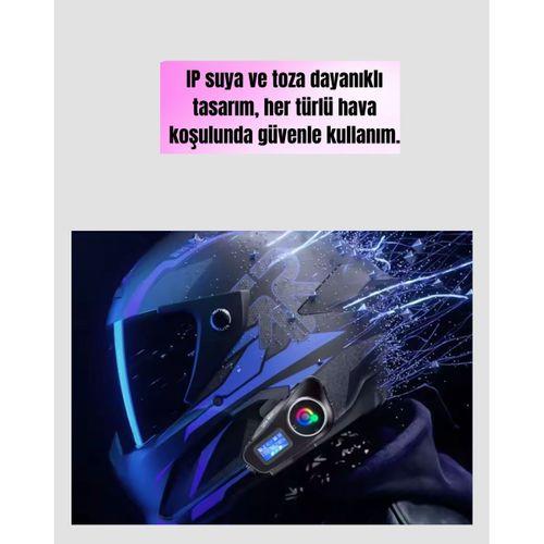 Ip65 Suya Dayanıklı Kask Bluetooth Kulaklık Lcd Ekranlı