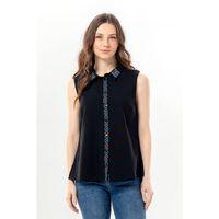 Kolsuz Aden Klasik Yaka Şile Bezi Yazlık Gömlek Siyah Syh