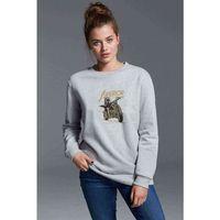 Superior Motorsiklet Baskılı Gri Kadın Sweatshirt
