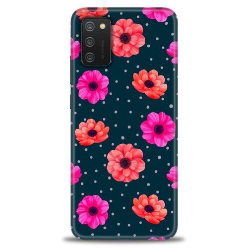 Samsung Galaxy A02S Kılıf HD Baskılı Kılıf - Puantiye ve Çiçekler + Tam Ekran Koruyucu