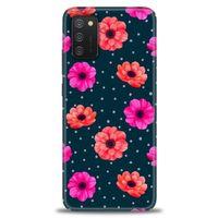 Samsung Galaxy A02S Kılıf HD Baskılı Kılıf - Puantiye ve Çiçekler + Tam Ekran Koruyucu