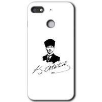 MRCİLETİSİM General Mobile GM 8 Go Kılıf HD Desen Baskılı Arka Kapak + Temperli Cam - Kemal Atatürk İmza